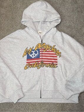 Elwood Los Angeles California Graphic Zip-Up Hoodie - Gray
